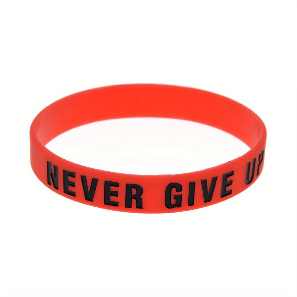 Never Give Up Motivational Silicone Bracelets Rubber Band Sports Wristbands