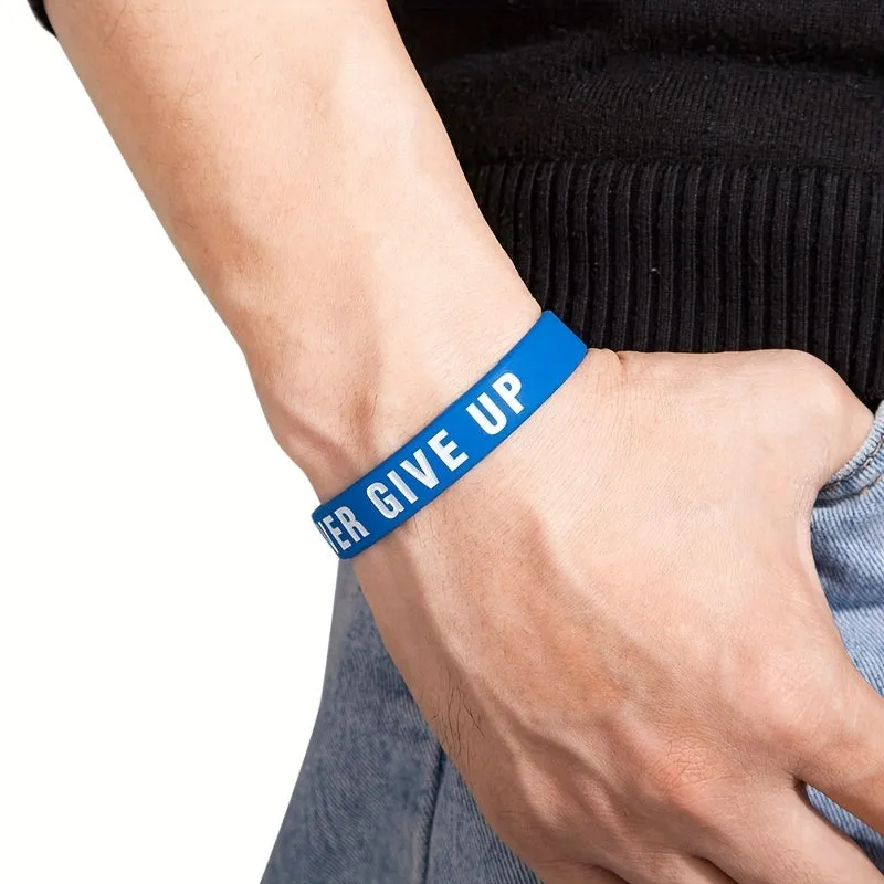 Never Give Up Motivational Silicone Bracelets Rubber Band Sports Wristbands