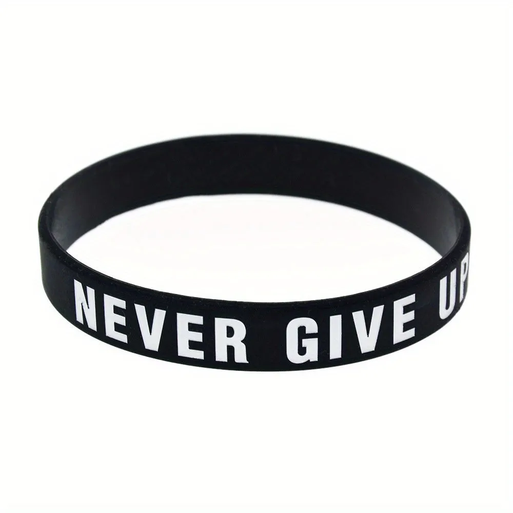 Never Give Up Motivational Silicone Bracelets Rubber Band Sports Wristbands