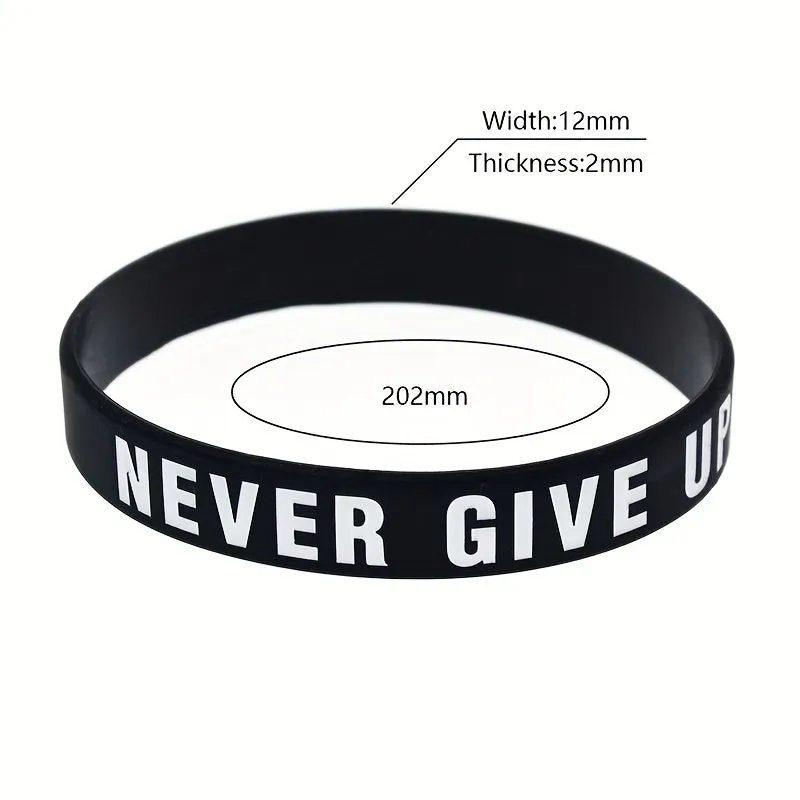 Never Give Up Motivational Silicone Bracelets Rubber Band Sports Wristbands