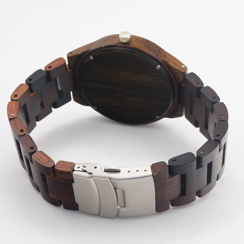 New Arrival Men's Wood Wristwatch Classic Folding Clasp Quarzt Movement Wrist Watch with Wood Strap