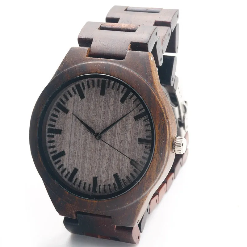 New Arrival Men's Wood Wristwatch Classic Folding Clasp Quarzt Movement Wrist Watch with Wood Strap