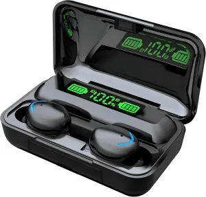 New F9 Wireless Bluetooth Earbuds V5.3 Earphone TWS Touch Control Stereo Sport Headphones Noise-Reduction Earbuds Headset with Powerbank (Black)
