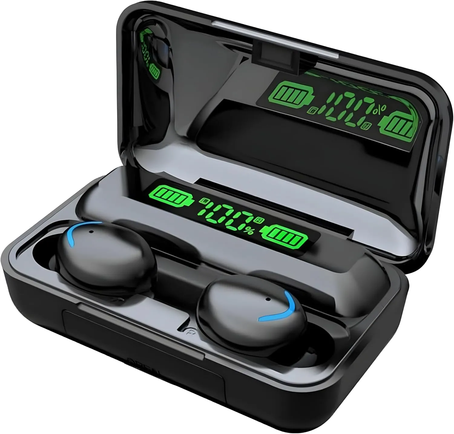 New F9 Wireless Bluetooth Earbuds V5.3 Earphone TWS Touch Control Stereo Sport Headphones Noise-Reduction Earbuds Headset with Powerbank (Black)