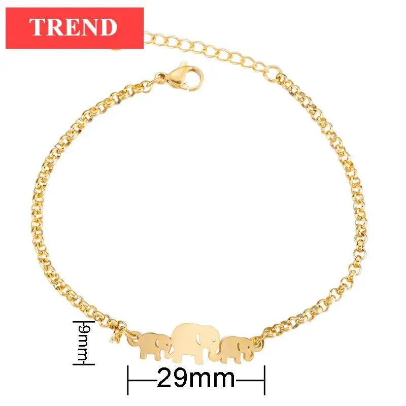 New Modern Elegant Stainless Steel Luxury Bracelet For Women Lovely Animal Butterfly Elephant Strand Bracelets Bangles Jewelry Accessories