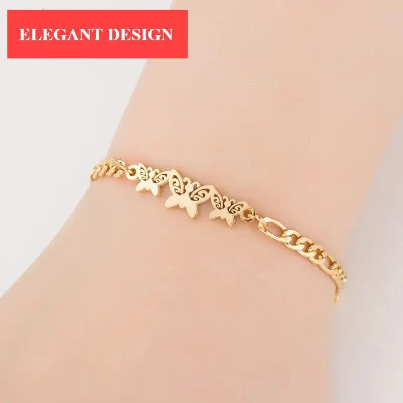New Modern Elegant Stainless Steel Luxury Bracelet For Women Lovely Animal Butterfly Elephant Strand Bracelets Bangles Jewelry Accessories