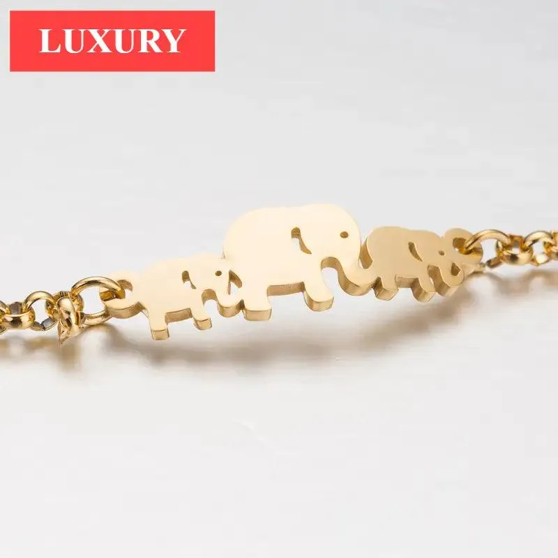 New Modern Elegant Stainless Steel Luxury Bracelet For Women Lovely Animal Butterfly Elephant Strand Bracelets Bangles Jewelry Accessories