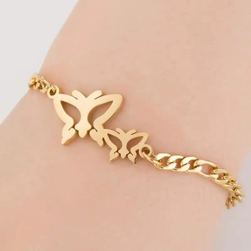 New Modern Elegant Stainless Steel Luxury Bracelet For Women Lovely Animal Butterfly Elephant Strand Bracelets Bangles Jewelry Accessories