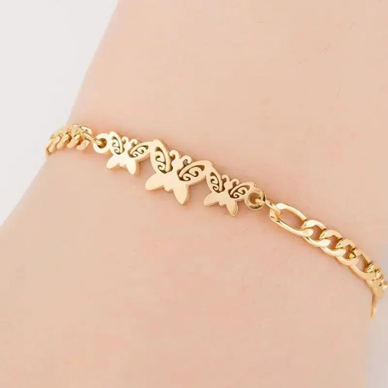 New Modern Elegant Stainless Steel Luxury Bracelet For Women Lovely Animal Butterfly Elephant Strand Bracelets Bangles Jewelry Accessories