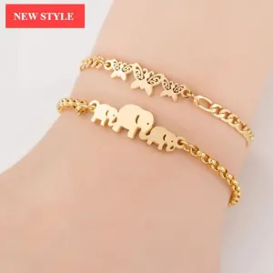 New Modern Elegant Stainless Steel Luxury Bracelet For Women Lovely Animal Butterfly Elephant Strand Bracelets Bangles Jewelry Accessories