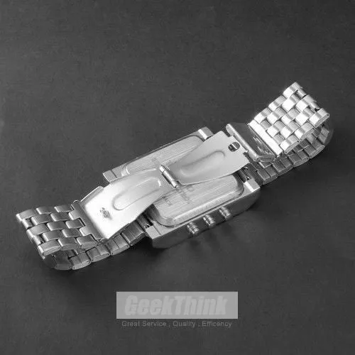 New Rectangle TVG Remote Control Digital Sport watch Alarm TV DVD remote Men and Ladies Stainless Steel WristWatch Fashion