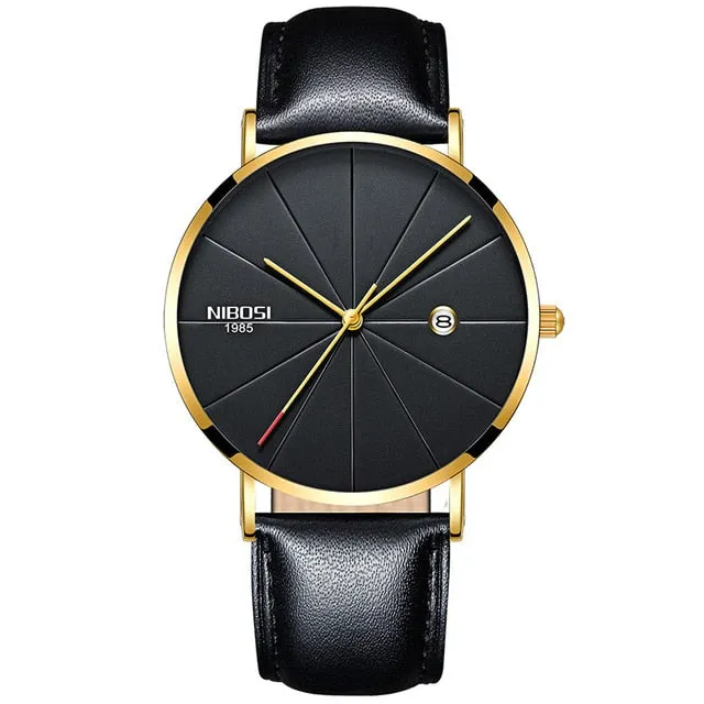 NIBOSI Watch Men Minimalist Ultra Thin Mens Watches Top Brand Luxury Stainless Steel Watch Men Waterproof Steel Mens Watch 2018