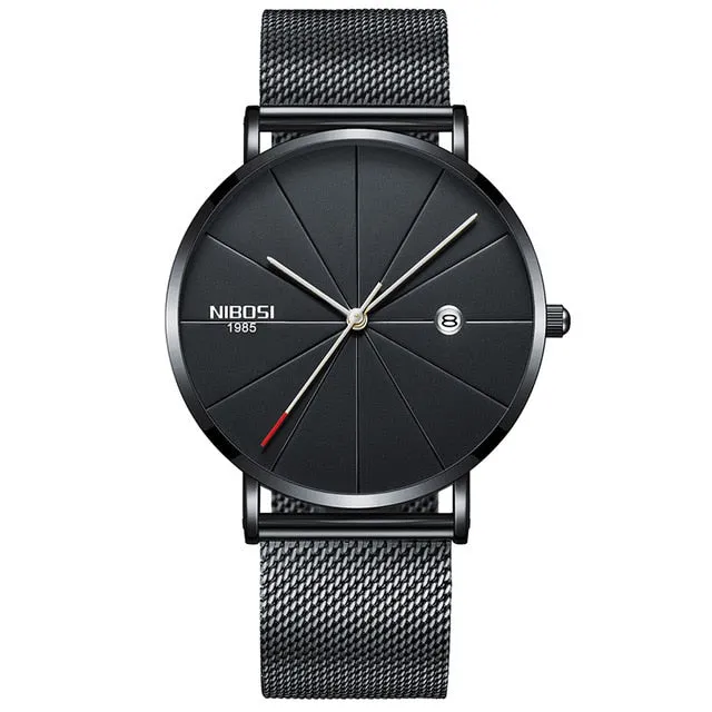 NIBOSI Watch Men Minimalist Ultra Thin Mens Watches Top Brand Luxury Stainless Steel Watch Men Waterproof Steel Mens Watch 2018