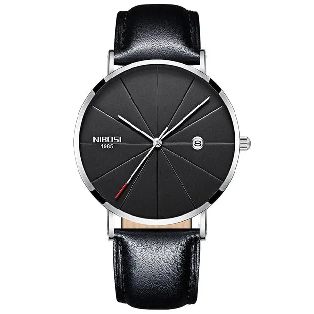 NIBOSI Watch Men Minimalist Ultra Thin Mens Watches Top Brand Luxury Stainless Steel Watch Men Waterproof Steel Mens Watch 2018