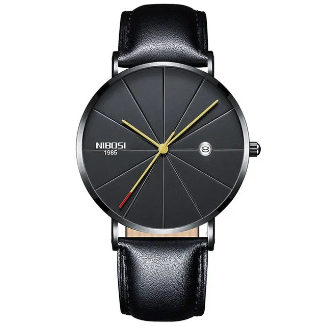 NIBOSI Watch Men Minimalist Ultra Thin Mens Watches Top Brand Luxury Stainless Steel Watch Men Waterproof Steel Mens Watch 2018