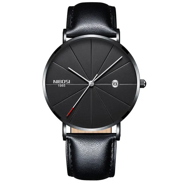 NIBOSI Watch Men Minimalist Ultra Thin Mens Watches Top Brand Luxury Stainless Steel Watch Men Waterproof Steel Mens Watch 2018