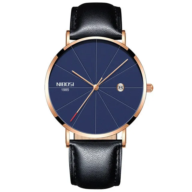 NIBOSI Watch Men Minimalist Ultra Thin Mens Watches Top Brand Luxury Stainless Steel Watch Men Waterproof Steel Mens Watch 2018