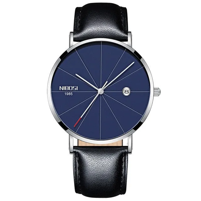 NIBOSI Watch Men Minimalist Ultra Thin Mens Watches Top Brand Luxury Stainless Steel Watch Men Waterproof Steel Mens Watch 2018