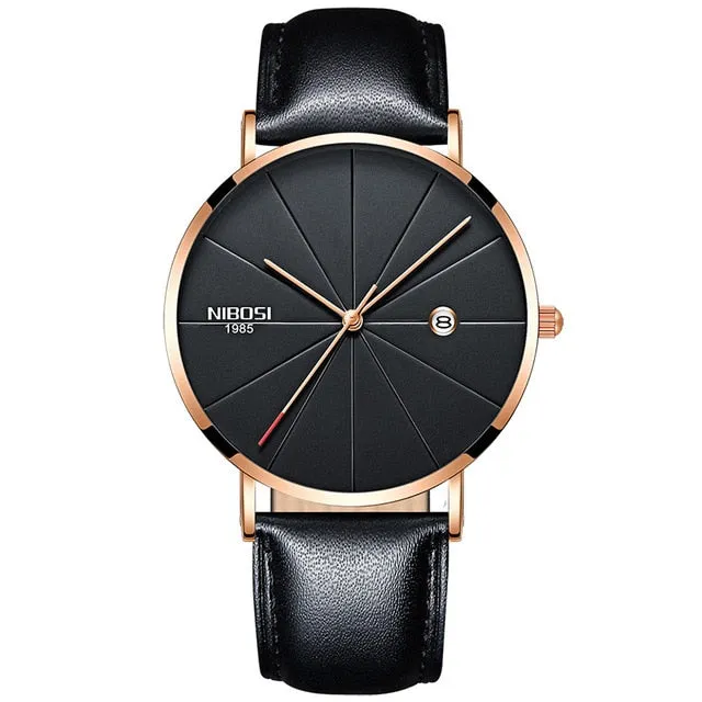 NIBOSI Watch Men Minimalist Ultra Thin Mens Watches Top Brand Luxury Stainless Steel Watch Men Waterproof Steel Mens Watch 2018