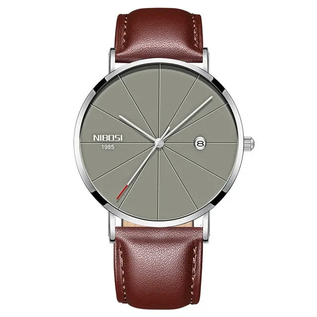 NIBOSI Watch Men Minimalist Ultra Thin Mens Watches Top Brand Luxury Stainless Steel Watch Men Waterproof Steel Mens Watch 2018