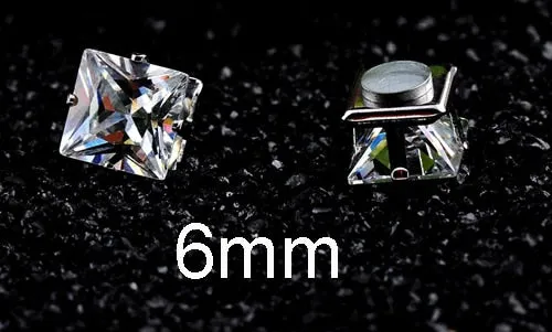No Piercing 4/5/6/7/8mm Square Magnetic Stud Earrings