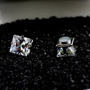 No Piercing 4/5/6/7/8mm Square Magnetic Stud Earrings