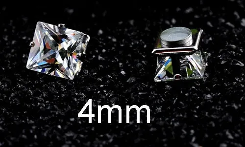 No Piercing 4/5/6/7/8mm Square Magnetic Stud Earrings