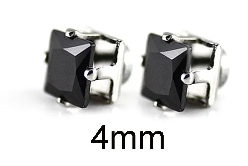 No Piercing 4/5/6/7/8mm Square Magnetic Stud Earrings