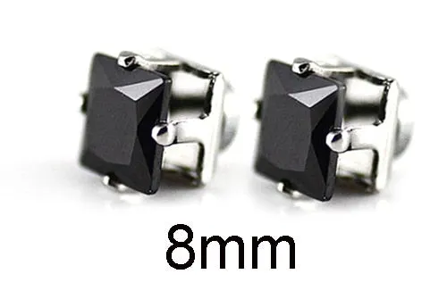 No Piercing 4/5/6/7/8mm Square Magnetic Stud Earrings