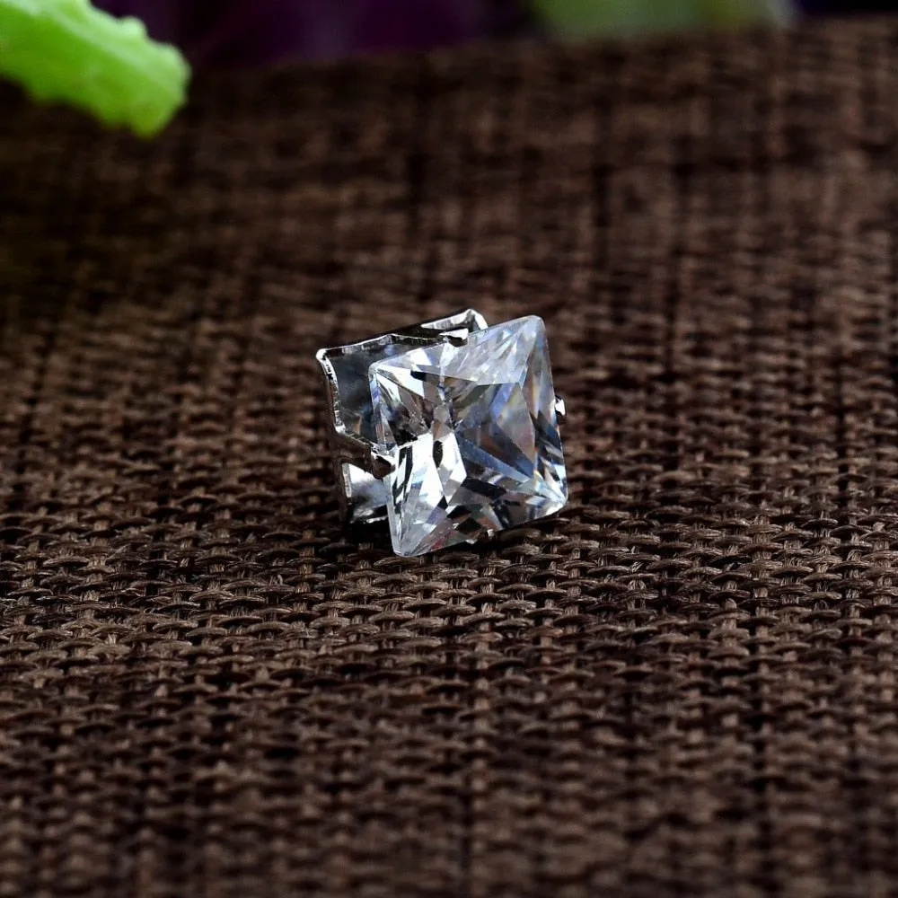 No Piercing 4/5/6/7/8mm Square Magnetic Stud Earrings