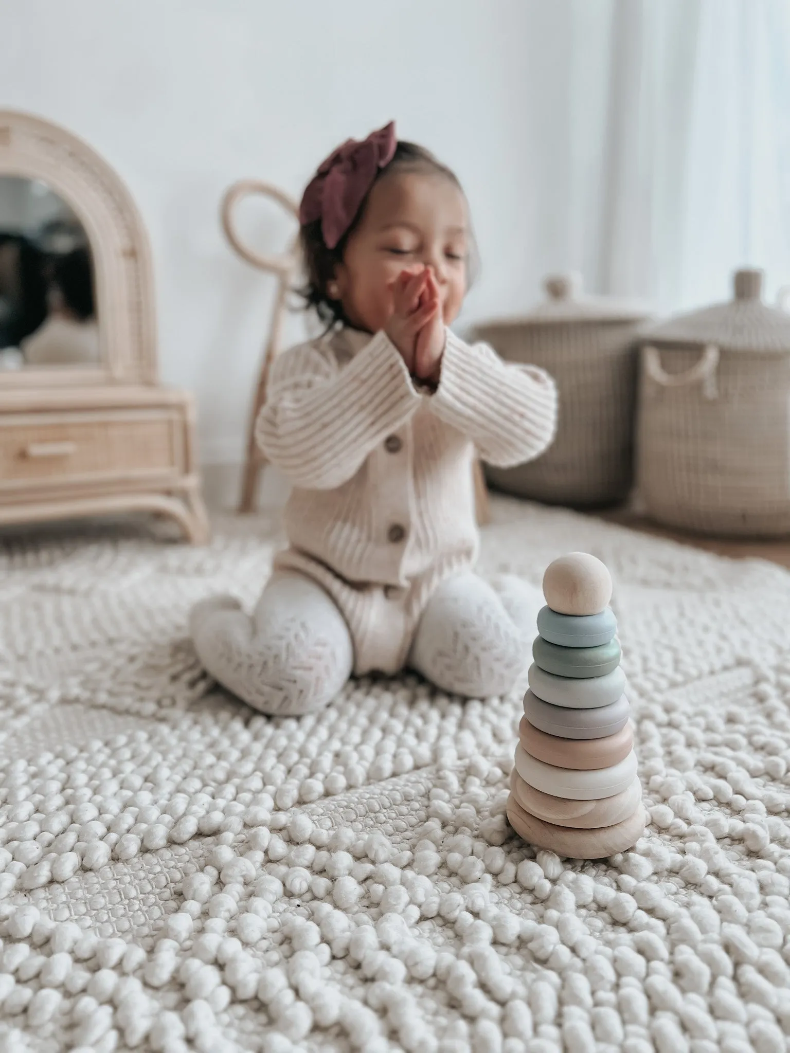 noüka Wood and Silicone Stacker-Sand Tower (Min. Of 2 PK, Multiples of 2 PK)
