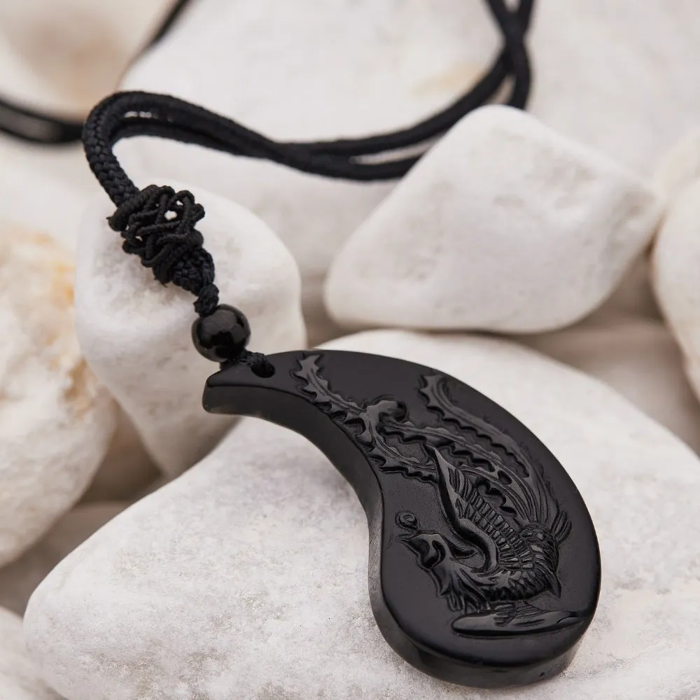 Obsidian Ying Yang Couple Matching Necklaces