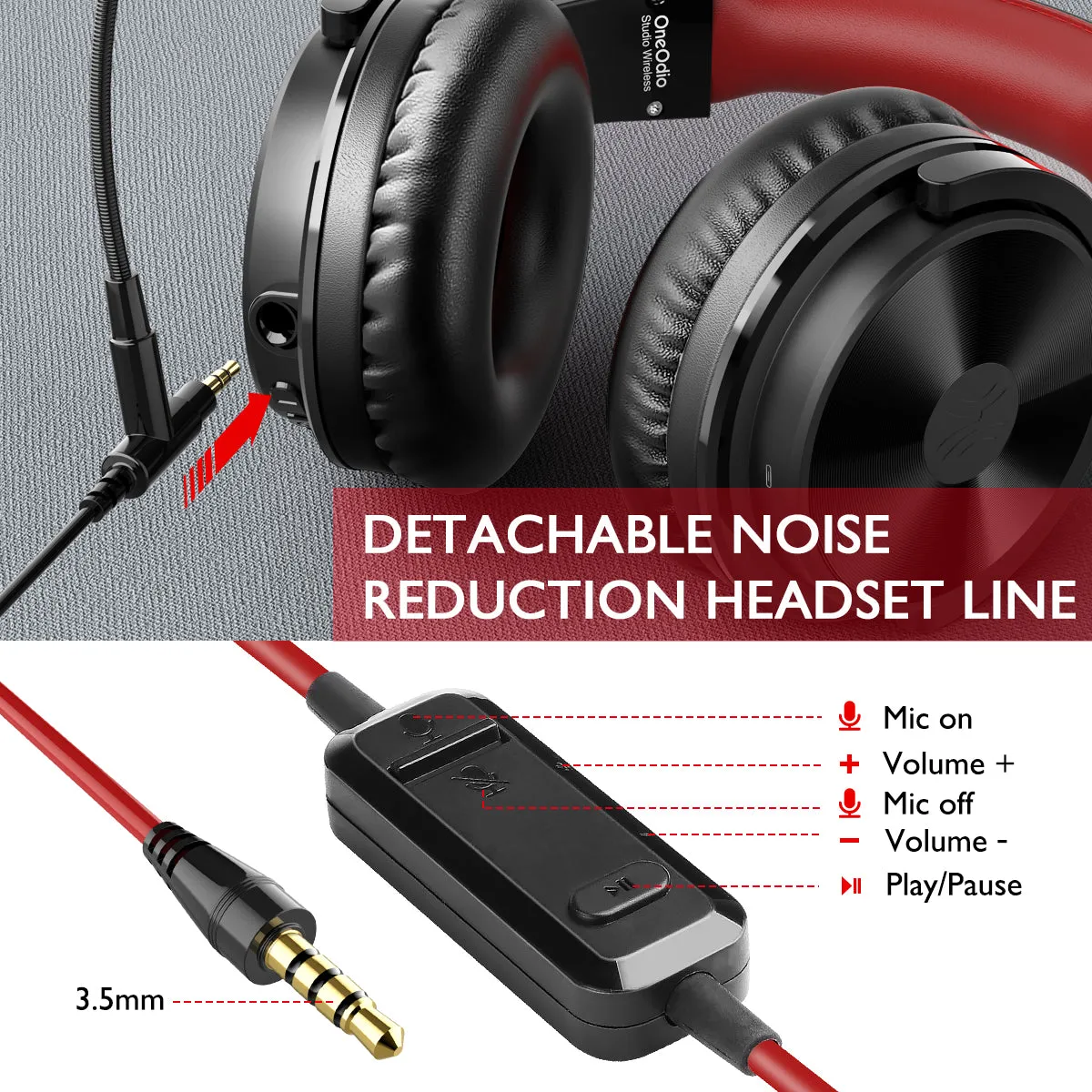 Oneodio Wireless Bluetooth 5.2 Headphones 110Hrs   Stereo Wired Gaming Headset With Boom Microphone For Phone Computer PC Gamer