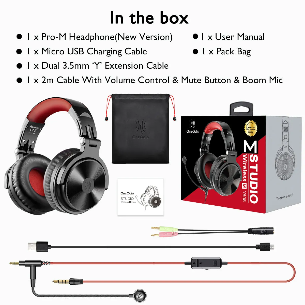 Oneodio Wireless Bluetooth 5.2 Headphones 110Hrs   Stereo Wired Gaming Headset With Boom Microphone For Phone Computer PC Gamer