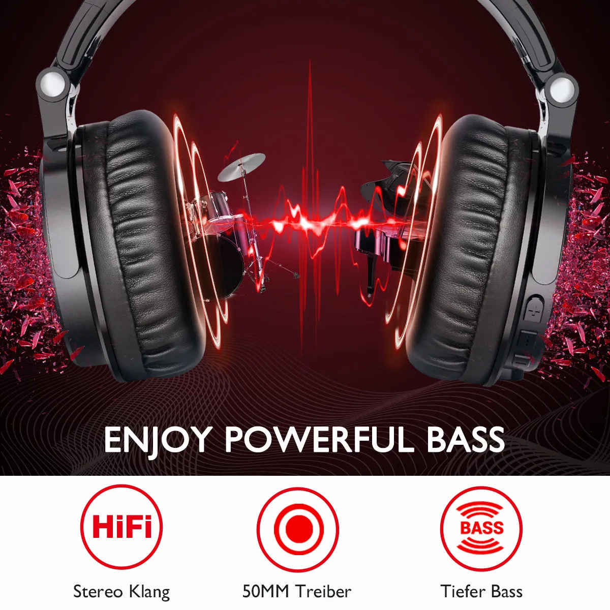 Oneodio Wireless Bluetooth 5.2 Headphones 110Hrs   Stereo Wired Gaming Headset With Boom Microphone For Phone Computer PC Gamer