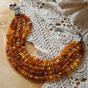 Ordinary Magic / Designer Jewelry Raw Amber Stone Hypoallergenic Necklace with Natural Amber Nuggets Gift for Momen