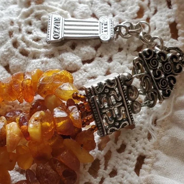Ordinary Magic / Designer Jewelry Raw Amber Stone Hypoallergenic Necklace with Natural Amber Nuggets Gift for Momen