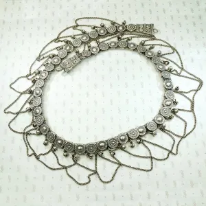 Ornate Bedouin Belt in Silver with Swags & Bells