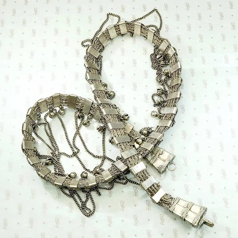 Ornate Bedouin Belt in Silver with Swags & Bells