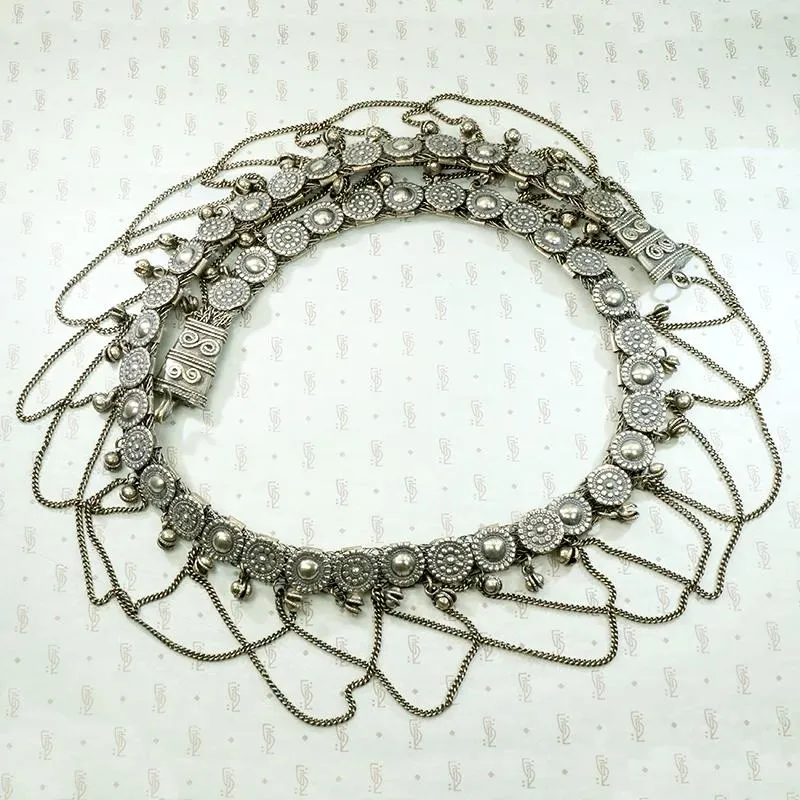 Ornate Bedouin Belt in Silver with Swags & Bells