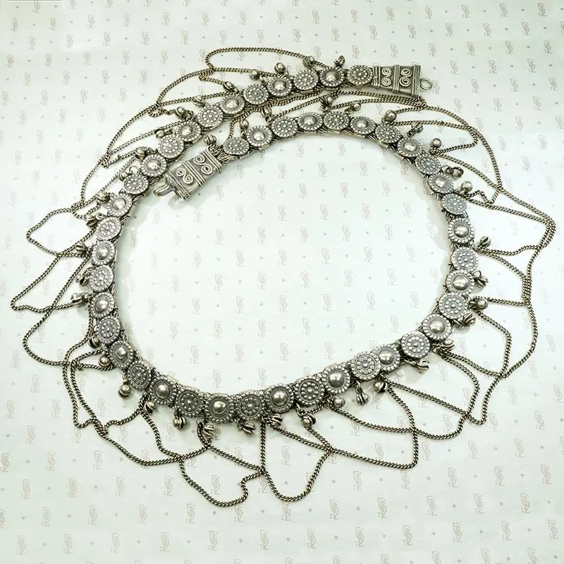 Ornate Bedouin Belt in Silver with Swags & Bells