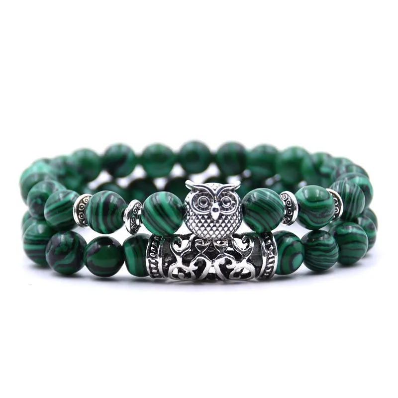 Owl natural stone bracelet