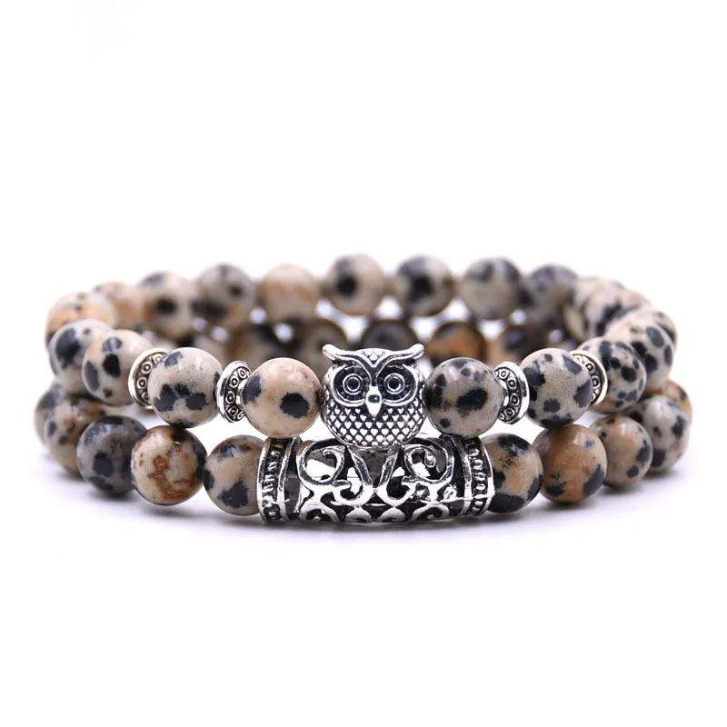 Owl natural stone bracelet