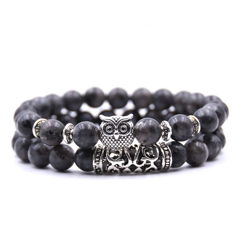 Owl natural stone bracelet