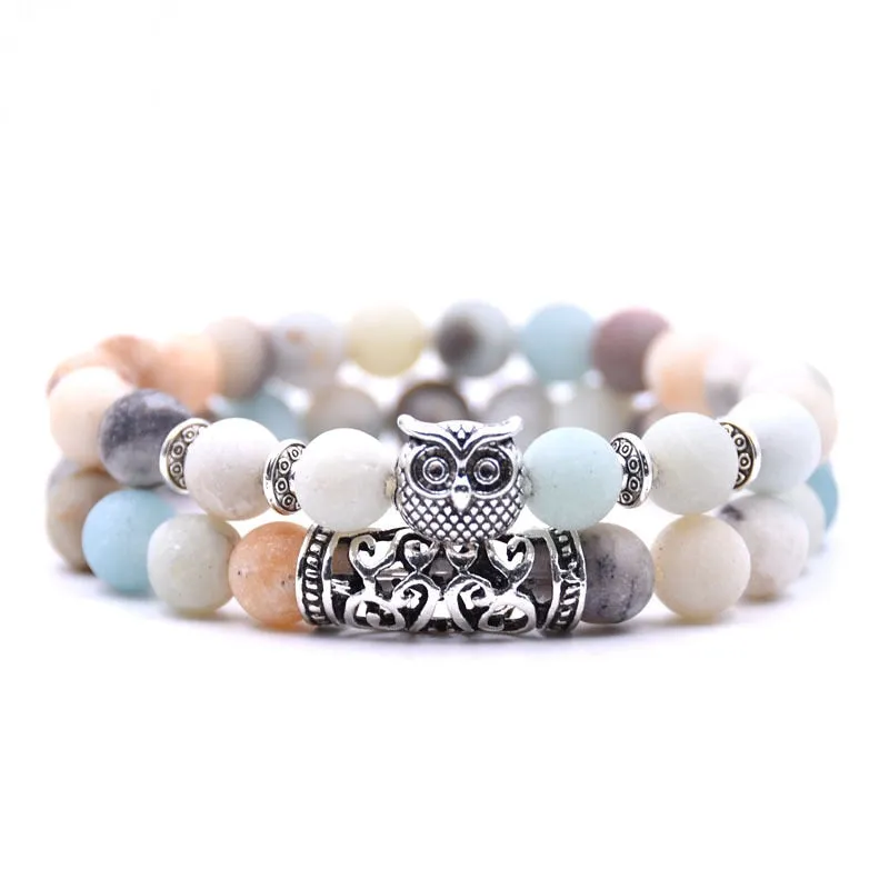 Owl natural stone bracelet
