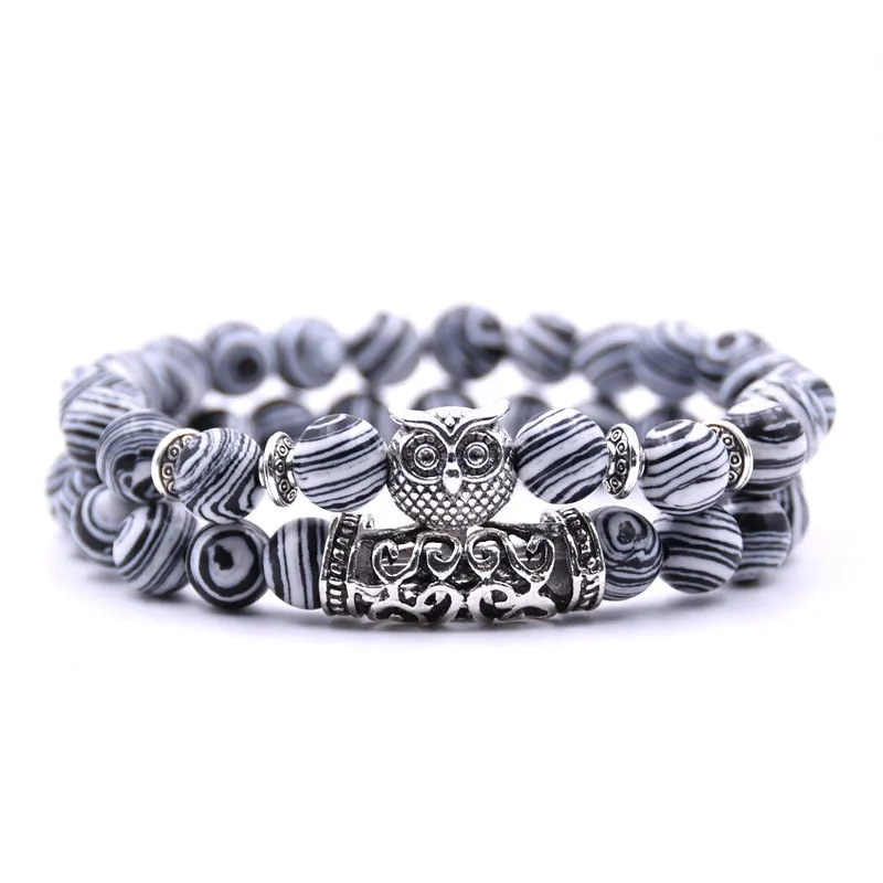 Owl natural stone bracelet