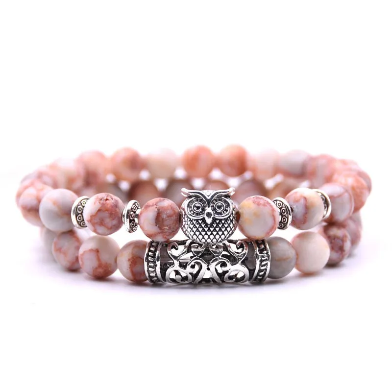 Owl natural stone bracelet