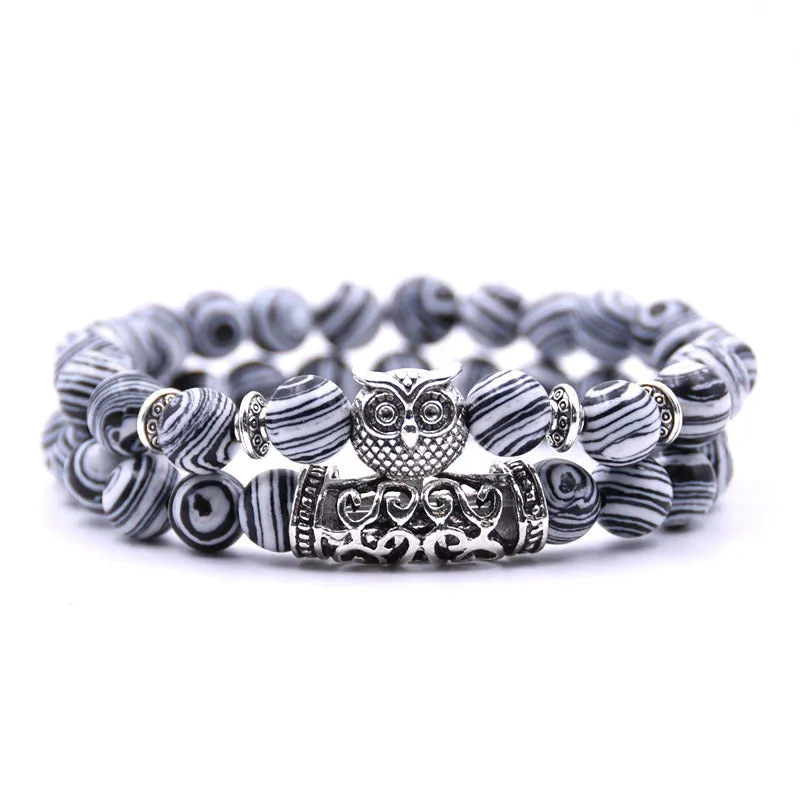 Owl natural stone bracelet