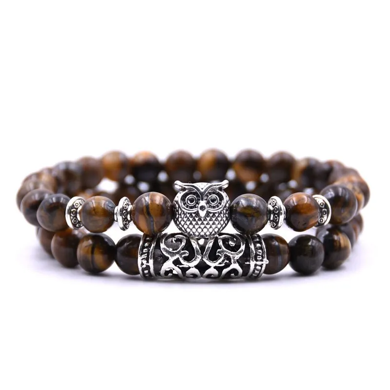 Owl natural stone bracelet