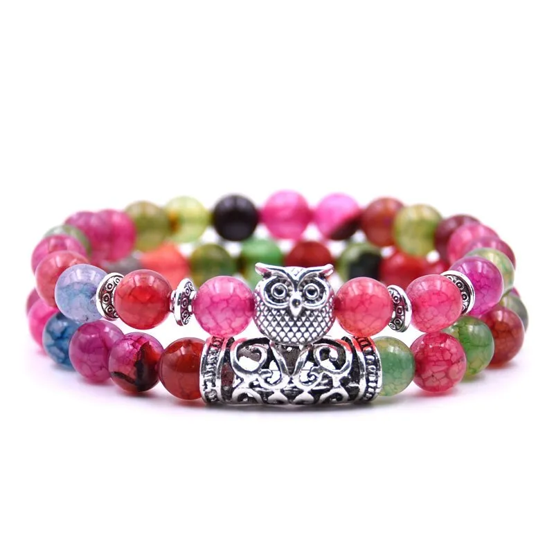 Owl natural stone bracelet